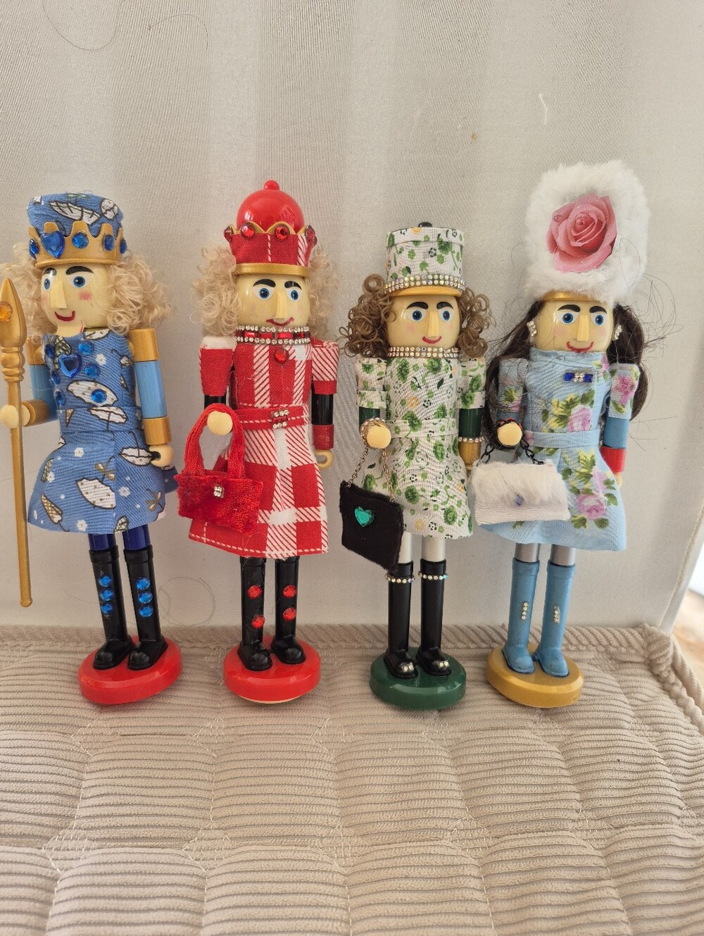 Festive Nutcracker Doll Set — Blue, Red, Green, Light Blue